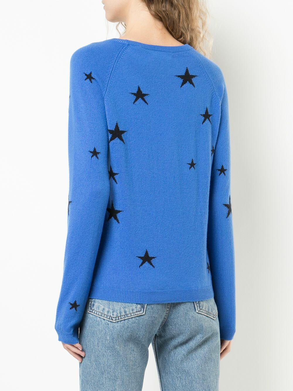 Chinti Parker Blue Navy Stars Cashmere Sweater