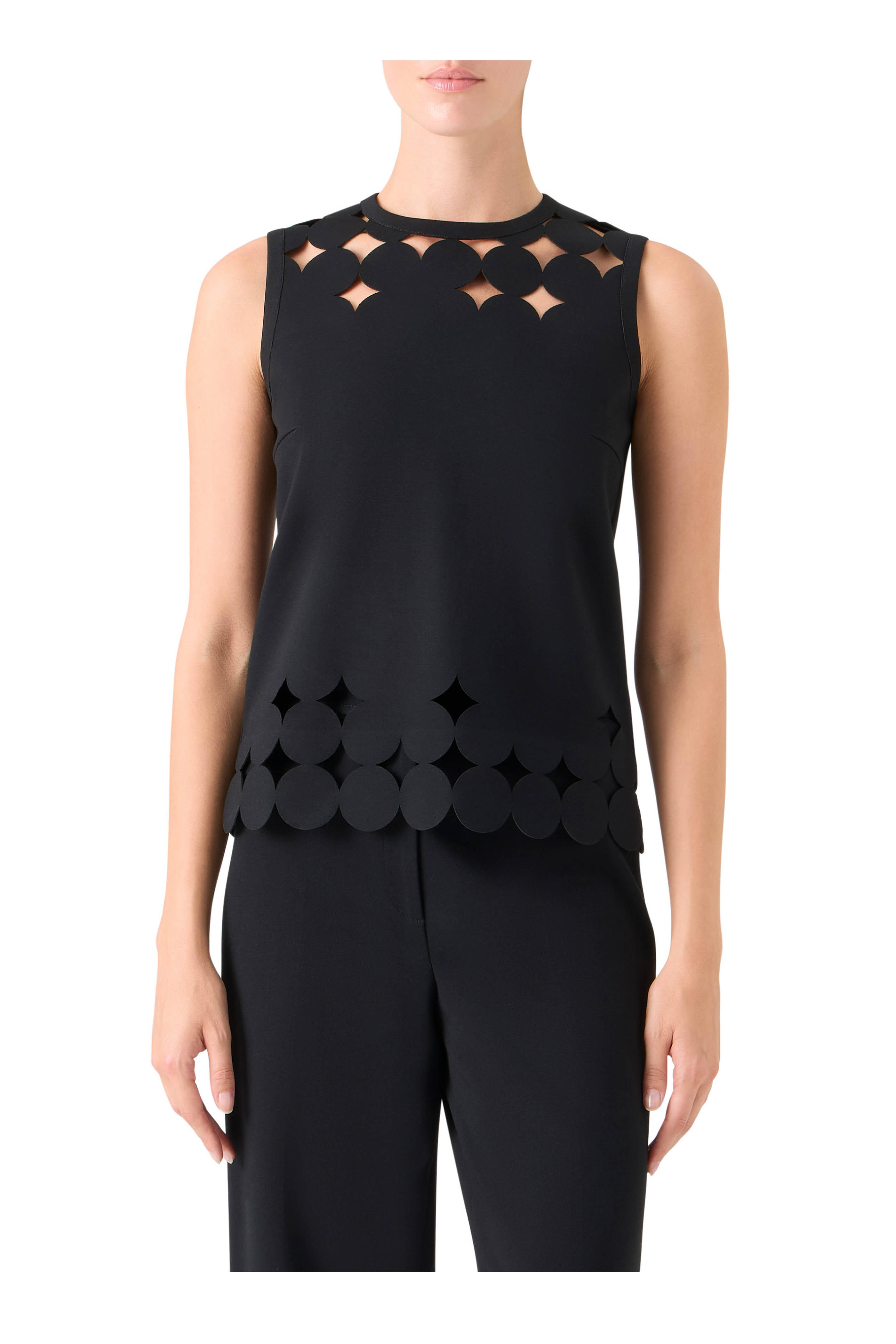Akris Punto - Black Dropping Dot Sleeveless Blouse