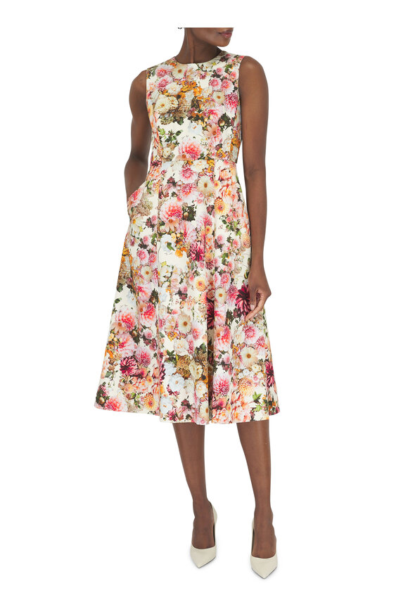 Adam Lippes - Eloise Cream Multi Print Cotton Twill Dress 