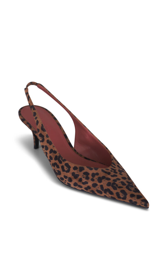 Amina Muaddi Anok Animal Print Suede Slingback, 55mm