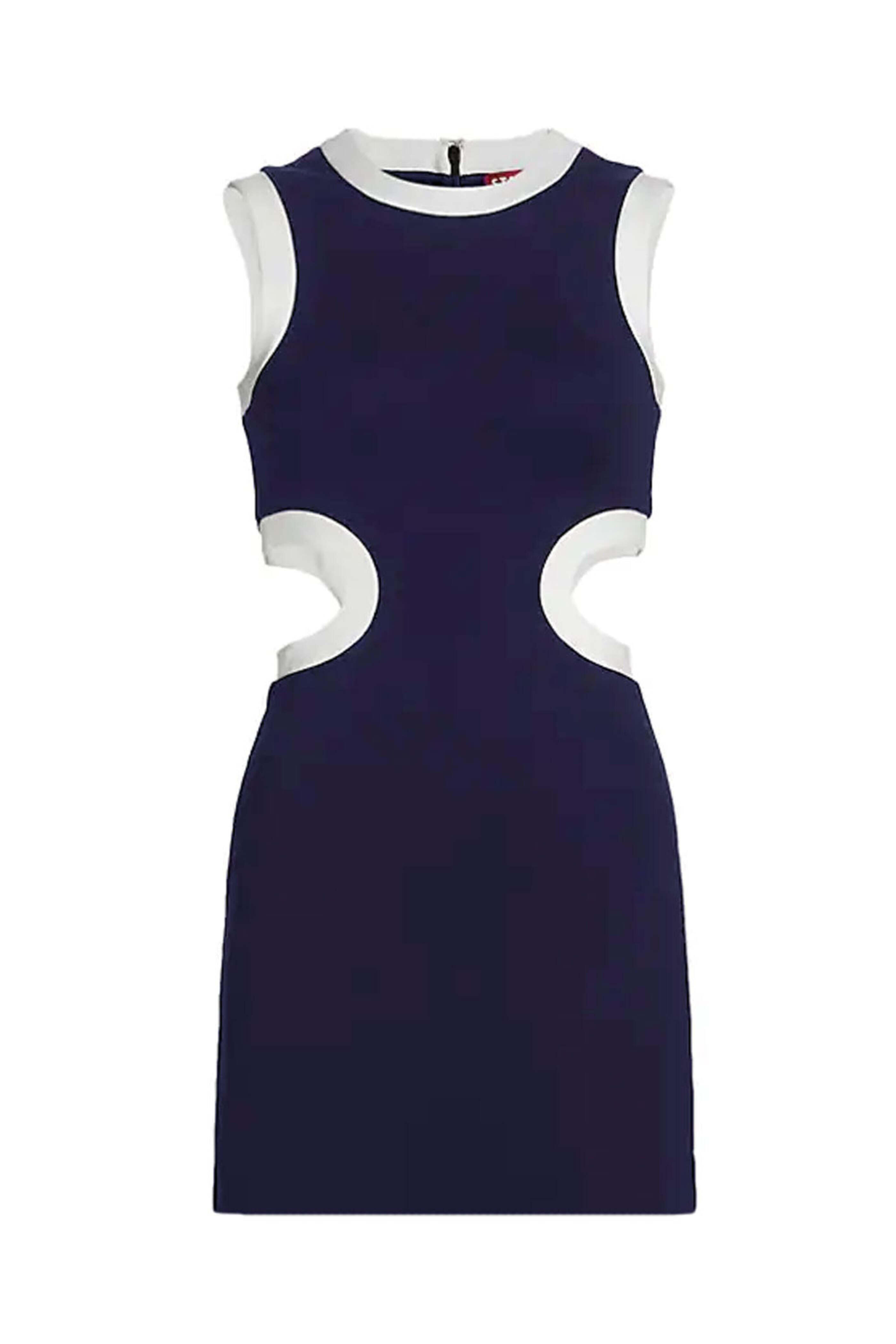 Staud - Navy and White Dolce Mini Dress