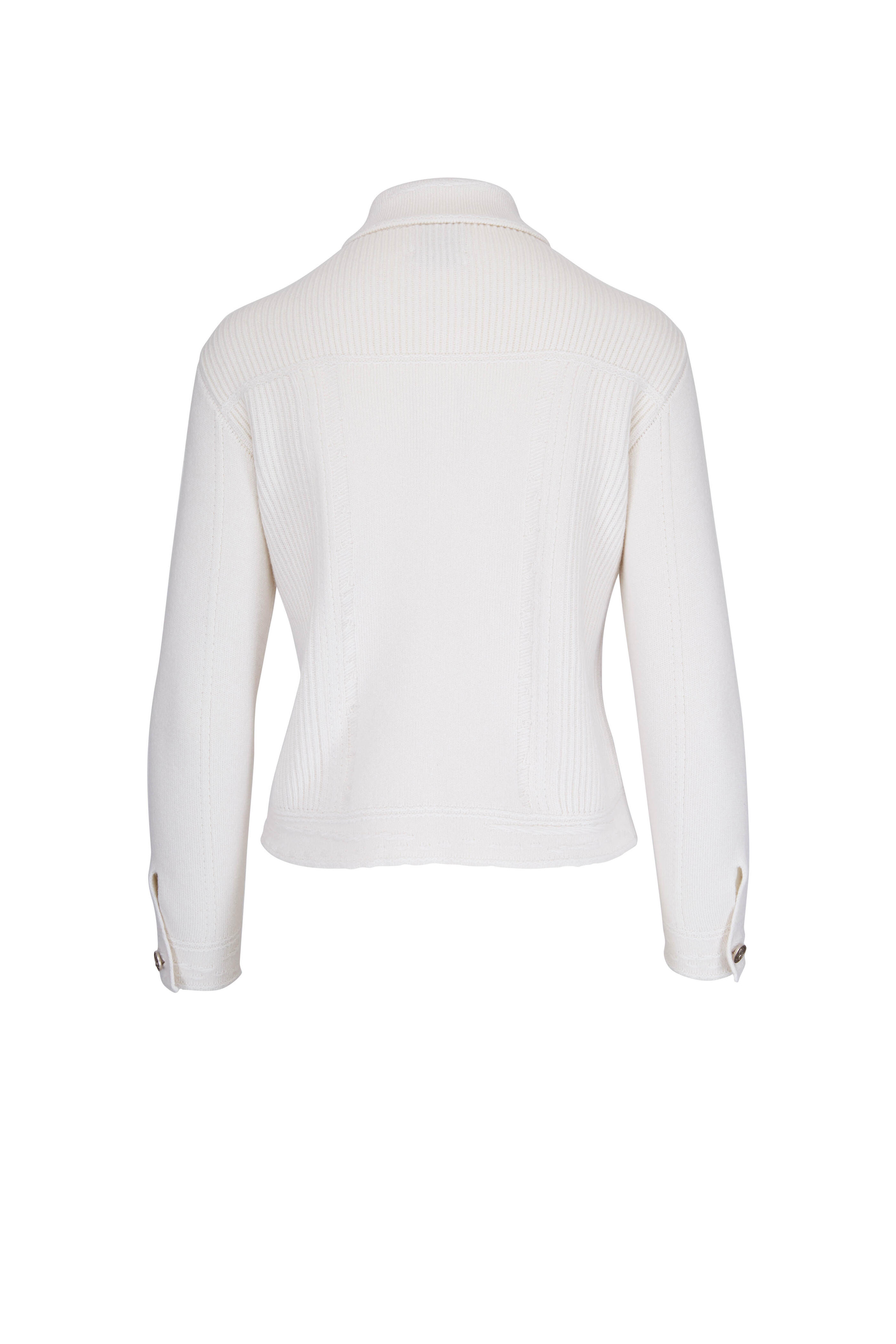 Barrie - White Cashmere & Cotton Knit Denim Style Jacket