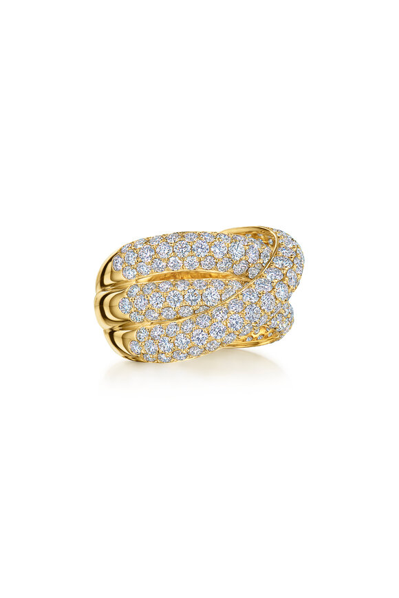 Kwiat 18k Yellow Gold Moonlight 3 Row Crossover Ring - view 2