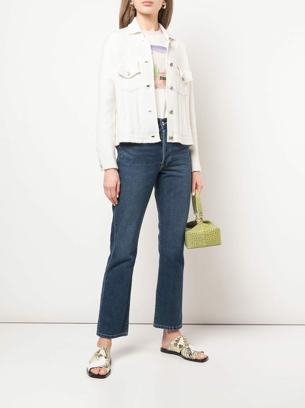 Barrie - White Cashmere & Cotton Knit Denim Style Jacket