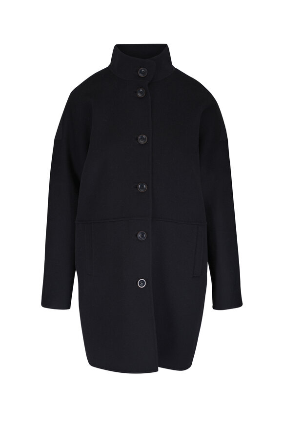 Kinross Black Wool & Cashmere Weekend Coat - view 1