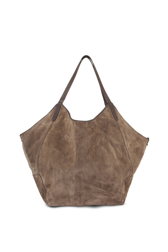 Brunello Cucinelli Duo Brown Suede Reversible Shopper Bag - view 5