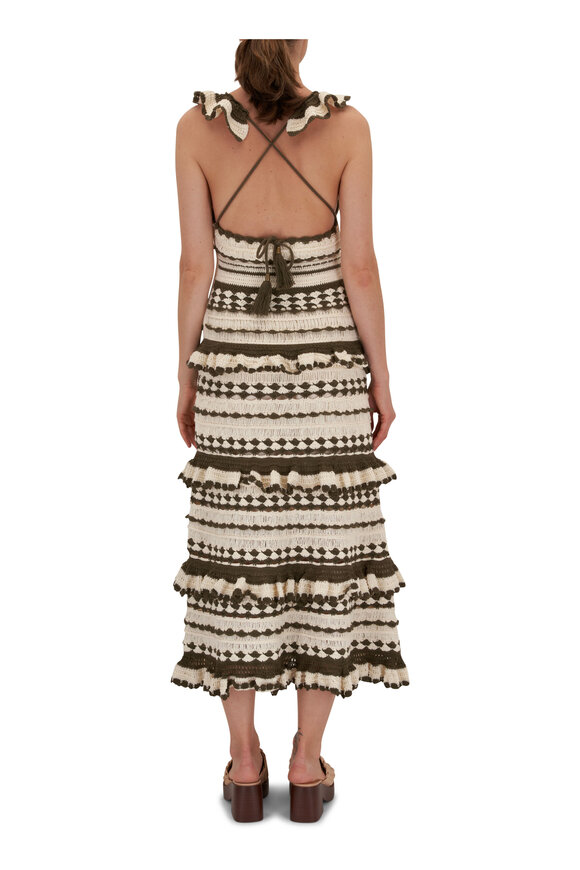 Zimmermann - Devi Khaki Cream Crochet Frill Dress