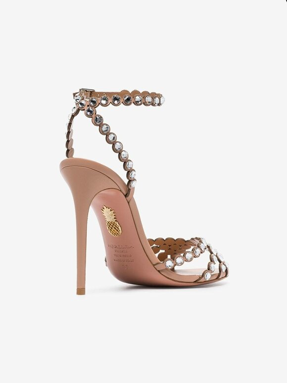 Aquazzura - Tequila Powder Pink Jeweled Sandal, 105mm