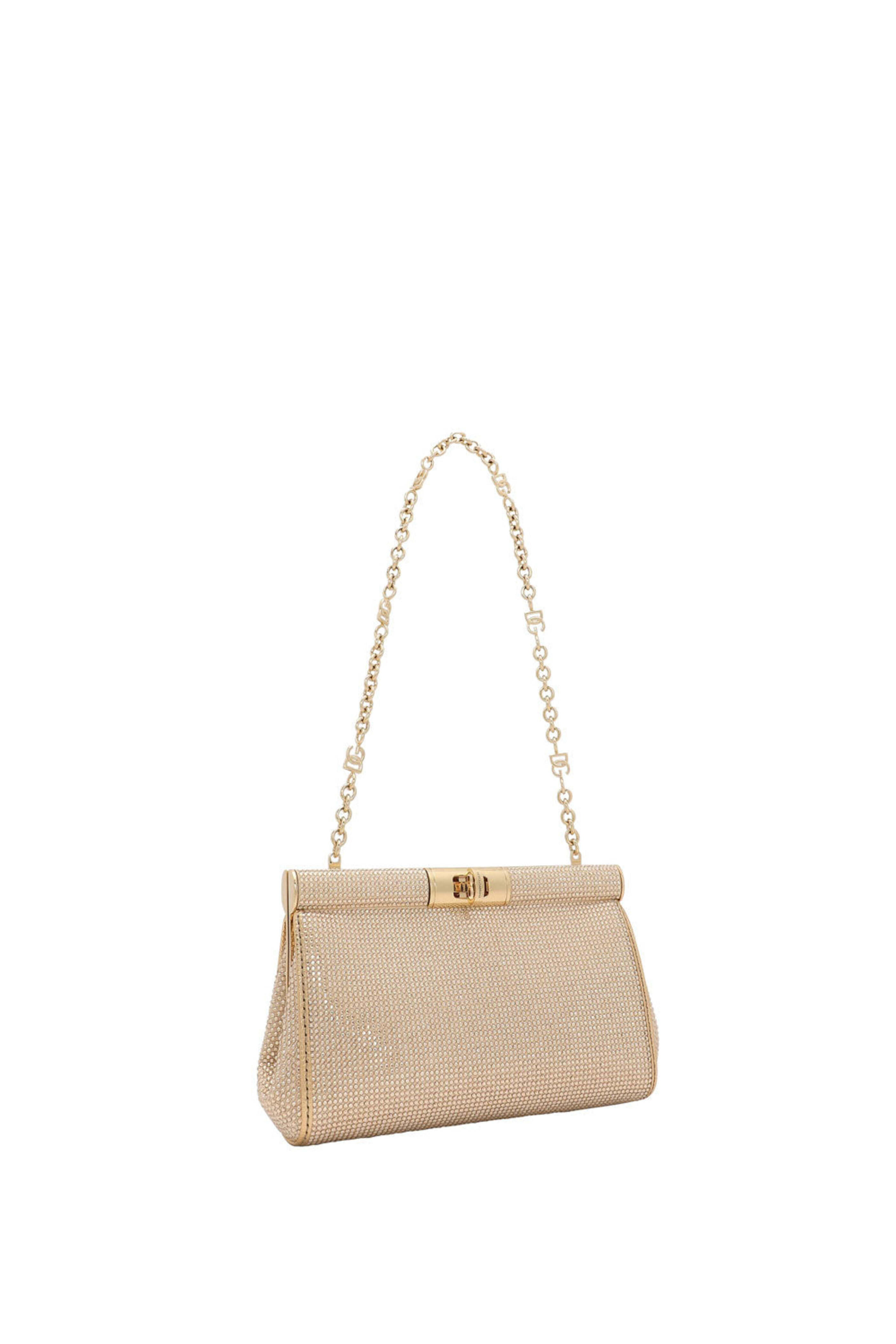 Dolce & Gabbana - Small Marlene Neutral Rhinestone Shoulder Bag