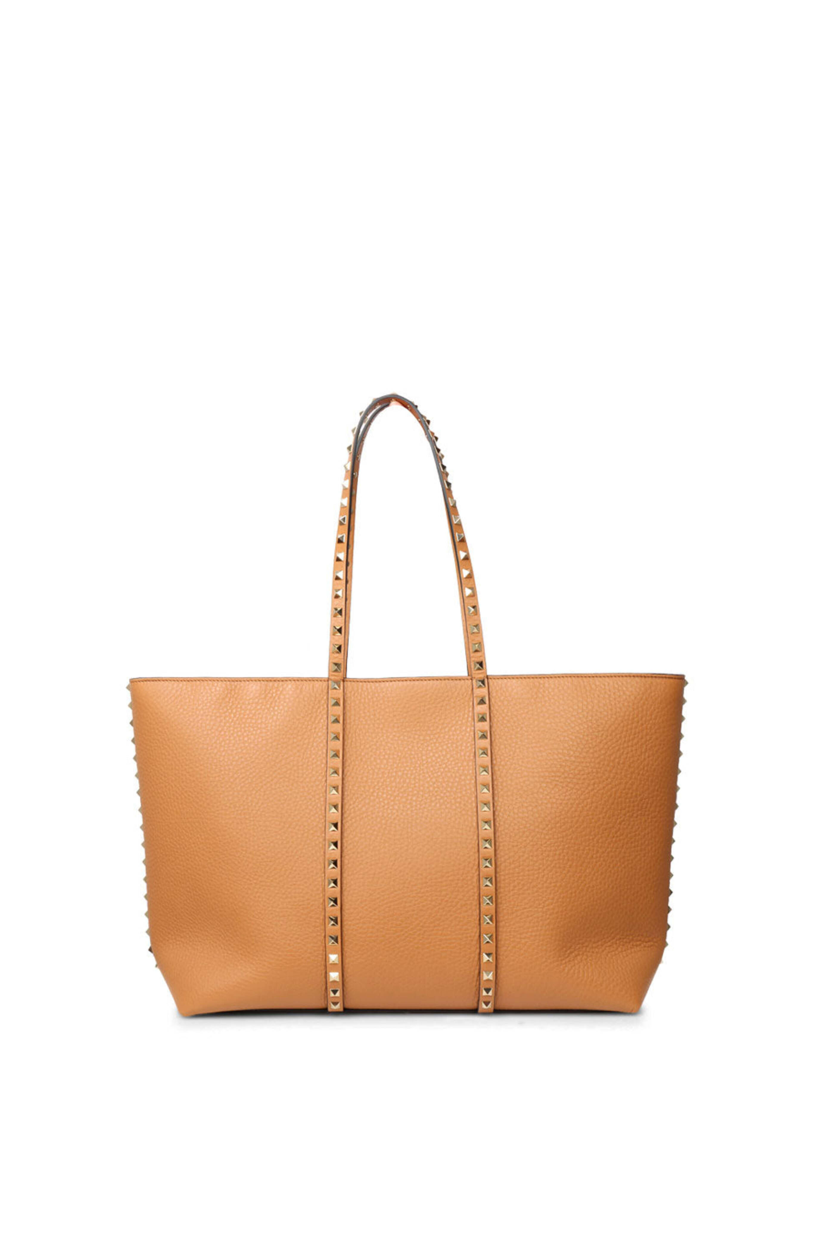 Valentino Garavani - Rockstud Leather Tote in Almond Beige