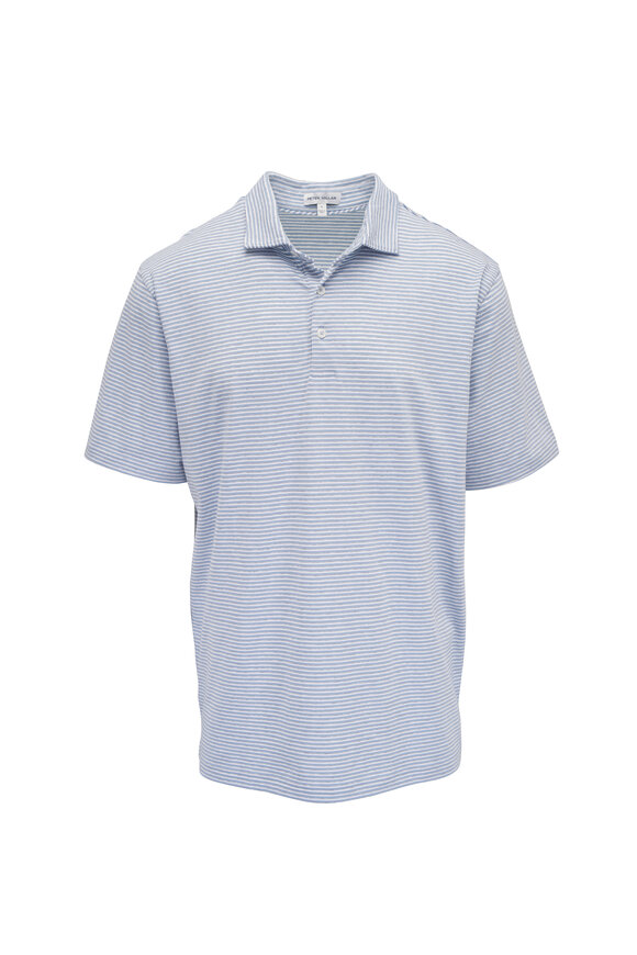 Peter Millar Crown Flex Cloudy Blue Stripe Polo