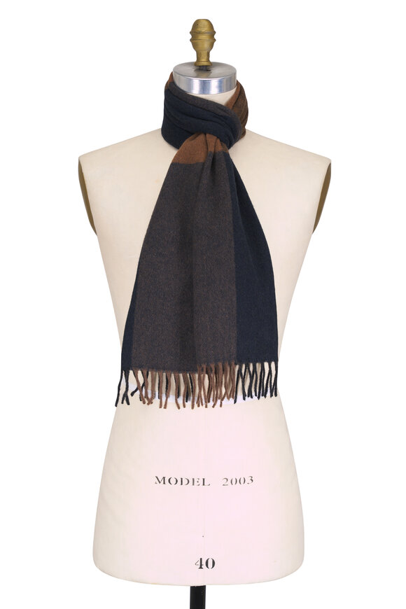 Chelsey Imports Charcoal Gray Four Square Print Cashmere Scarf - view 1