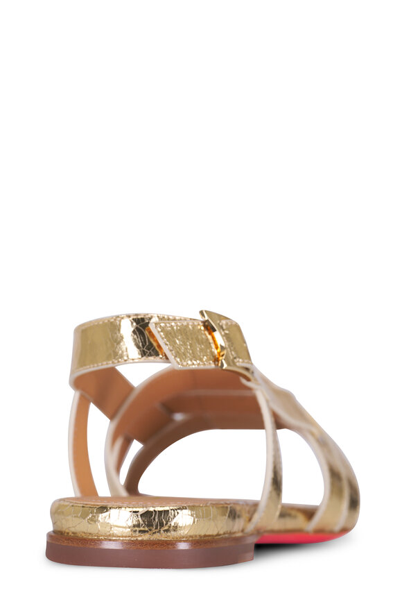 Santoni - Venere Metallic Gold Leather Flat Sandal