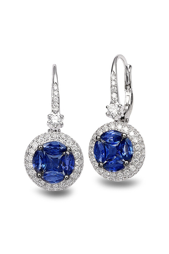 Nam Cho Invisible Sapphire & Diamond Drop Earrings