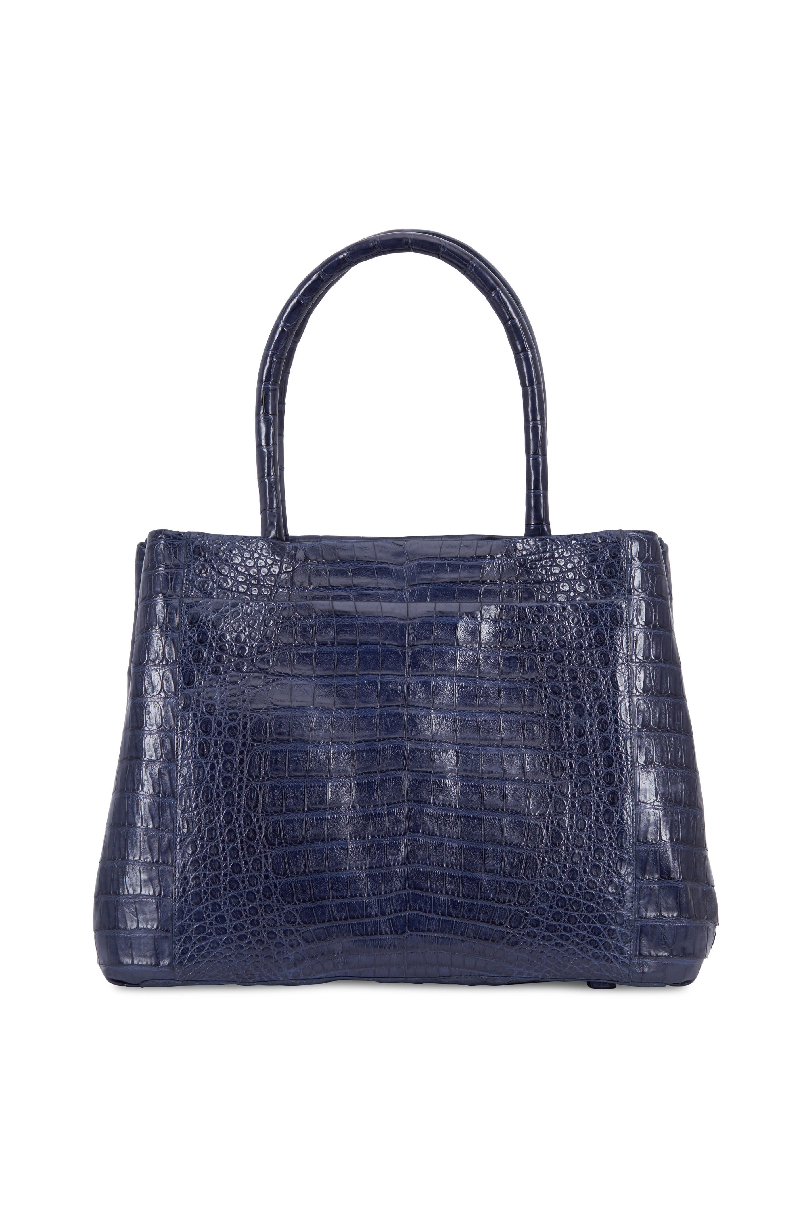 Nancy Gonzalez - Navy Blue Crocodile Center Zip Medium Tote