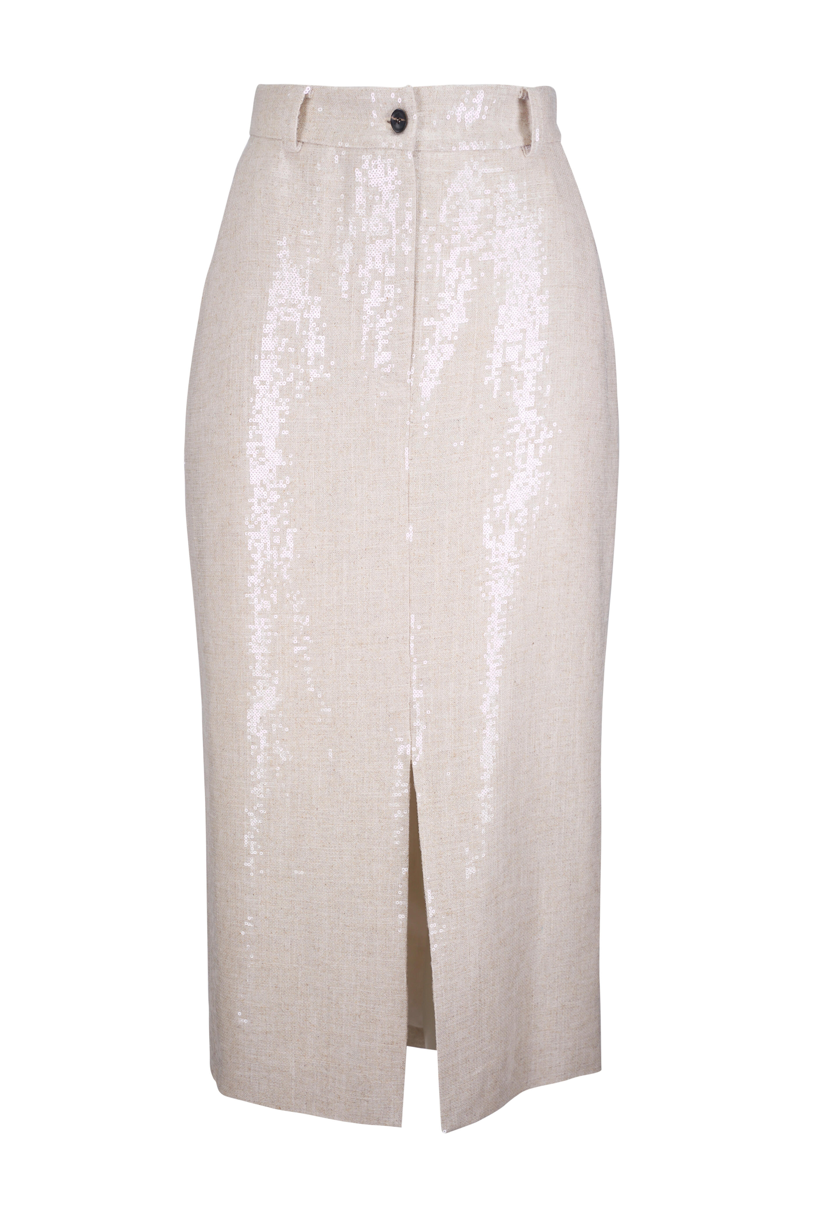 Kiton - Beige Sequin Midi Skirt