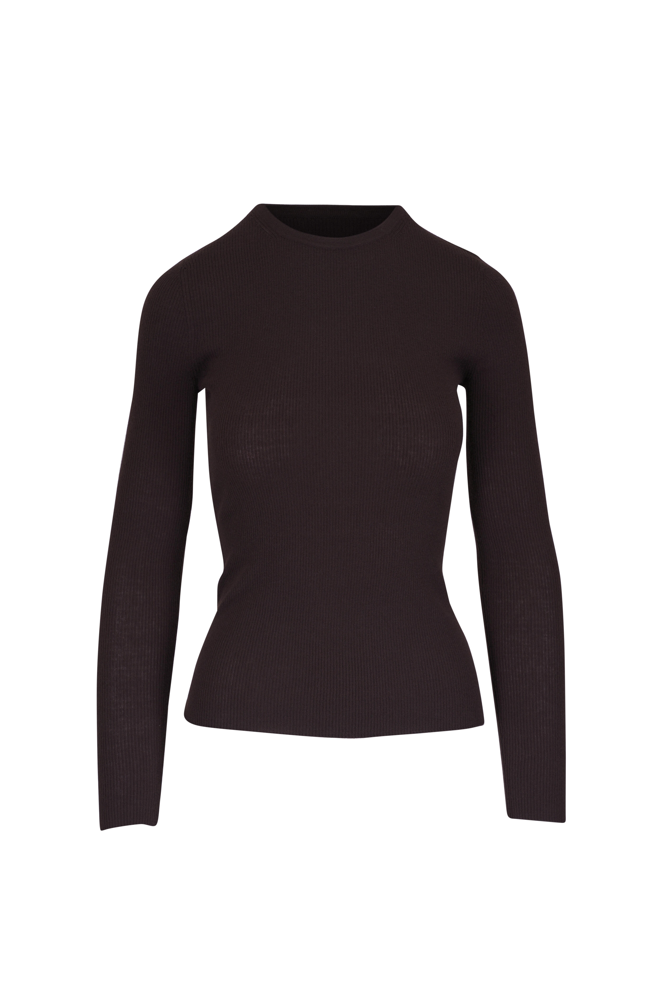 Michael Kors Collection - Hutton Chocolate Ribbed Cashmere Sweater