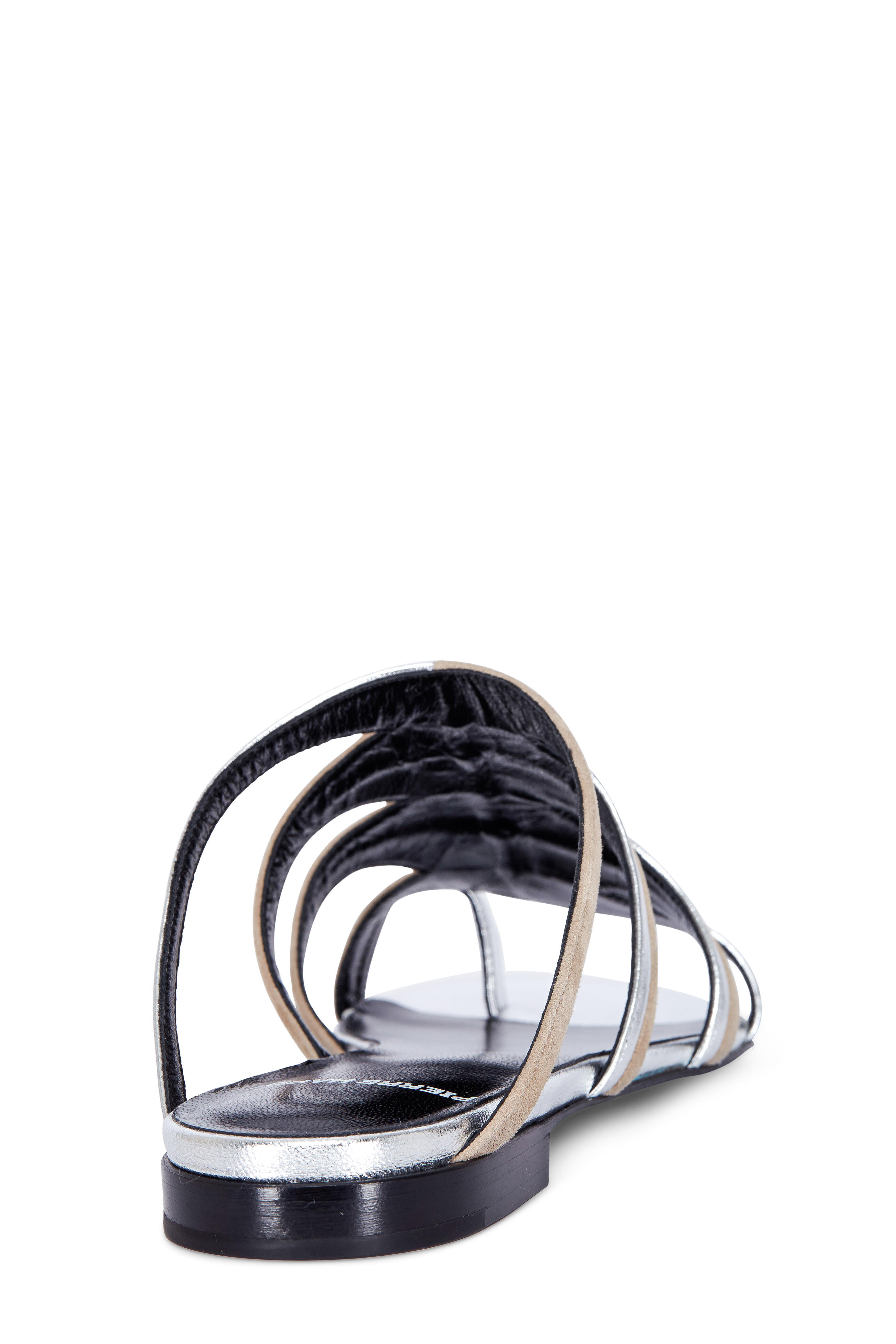 Pierre Hardy - Nude Suede & Silver Lamb Leather Flat Sandal