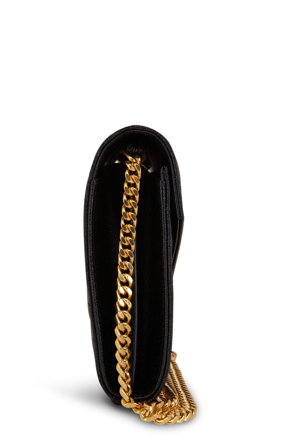 Saint Laurent Monogram Black Grained Leather Chain Wallet - view 4