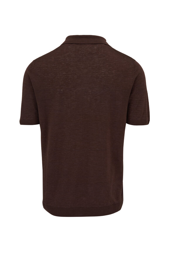 Maurizio Baldassari - Brown Linen & Silk Knit Polo