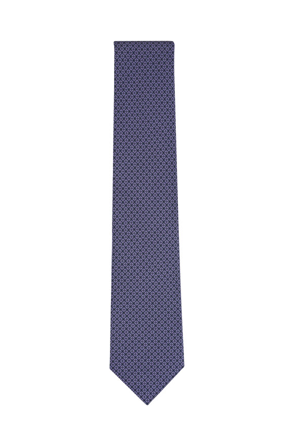 Brioni Midnight Micro Motif Print Silk Necktie - view 1