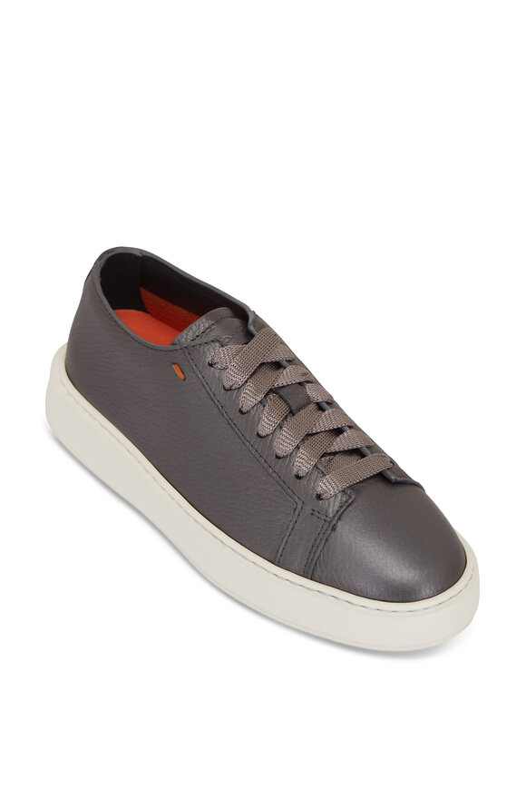 Santoni - Iconic Gray Metallic Leather Sneaker