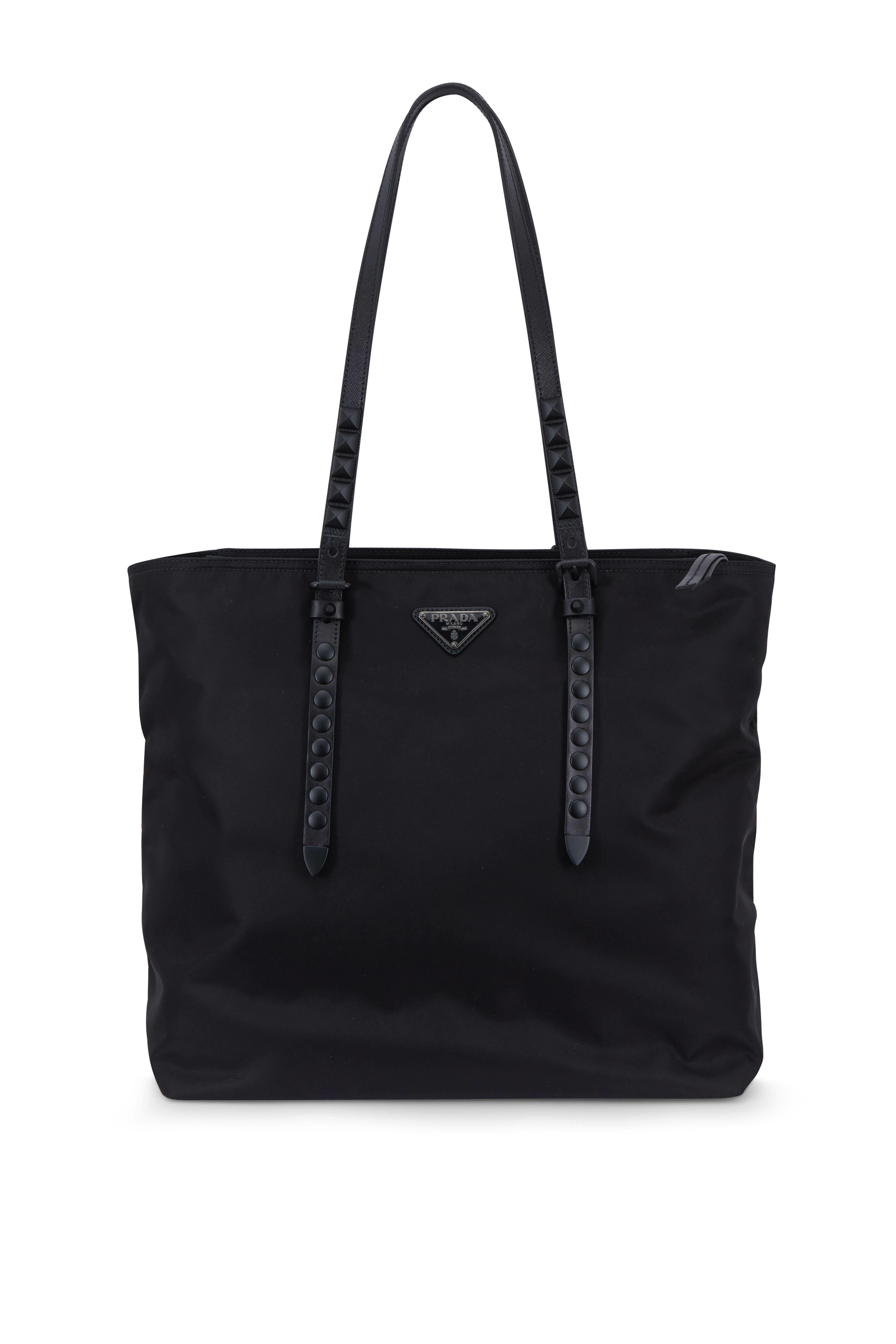 Prada - Black Tessuto Studded Large Tote Bag | Mitchell Stores