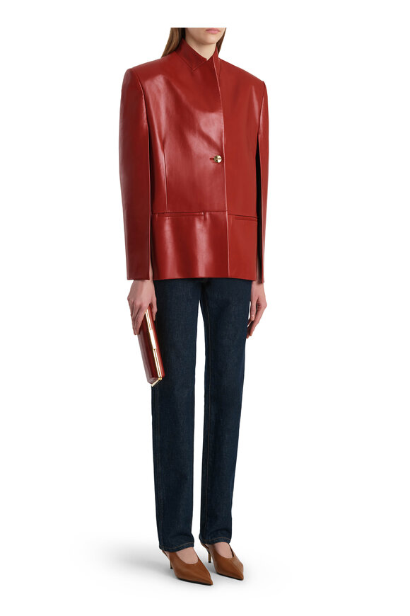 Khaite Dolso Deep Red Leather Jacket - view 3