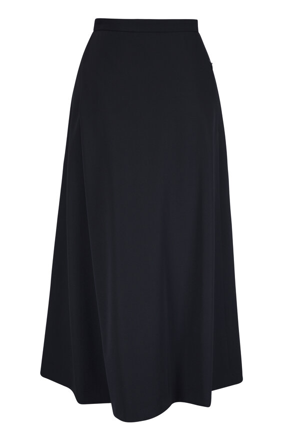 Akris Black Asymmetrical Pleated Front Midi Skort - view 3