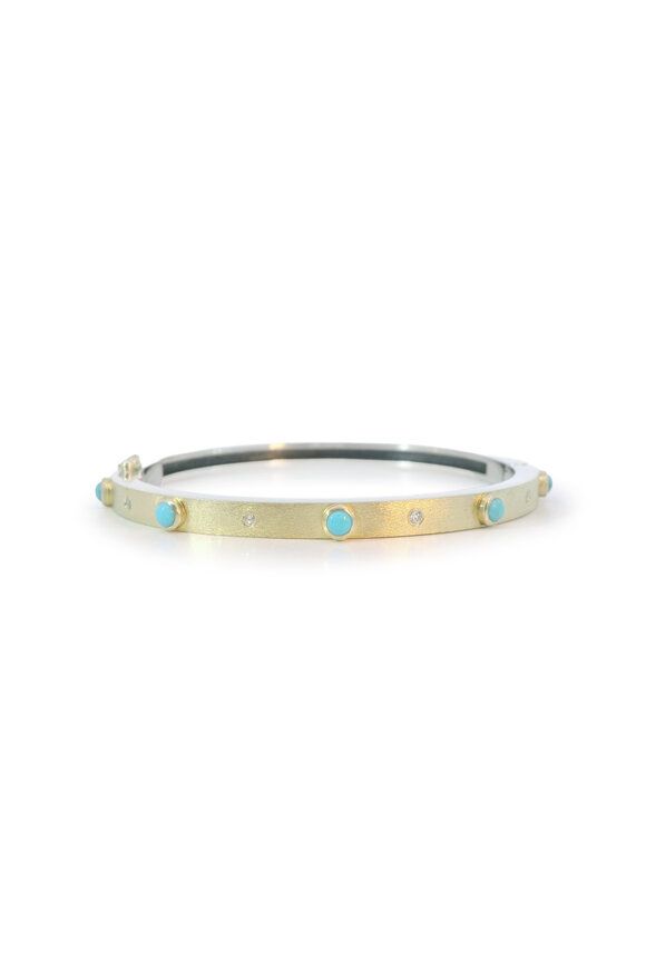 Rene Escobar Junia Diamond & Turquoise Bangle Bracelet