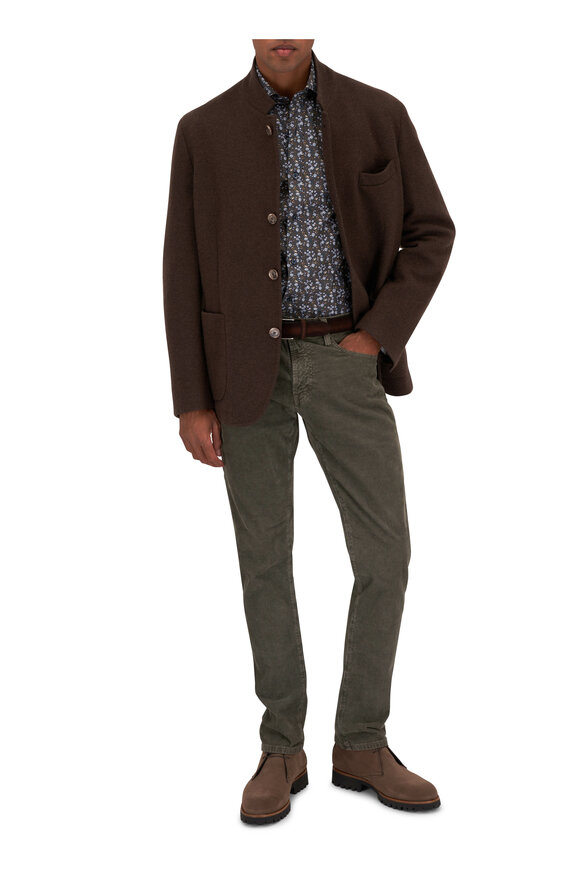 Fedeli Brown & Navy Double-Faced Cashmere Jacket - view 2