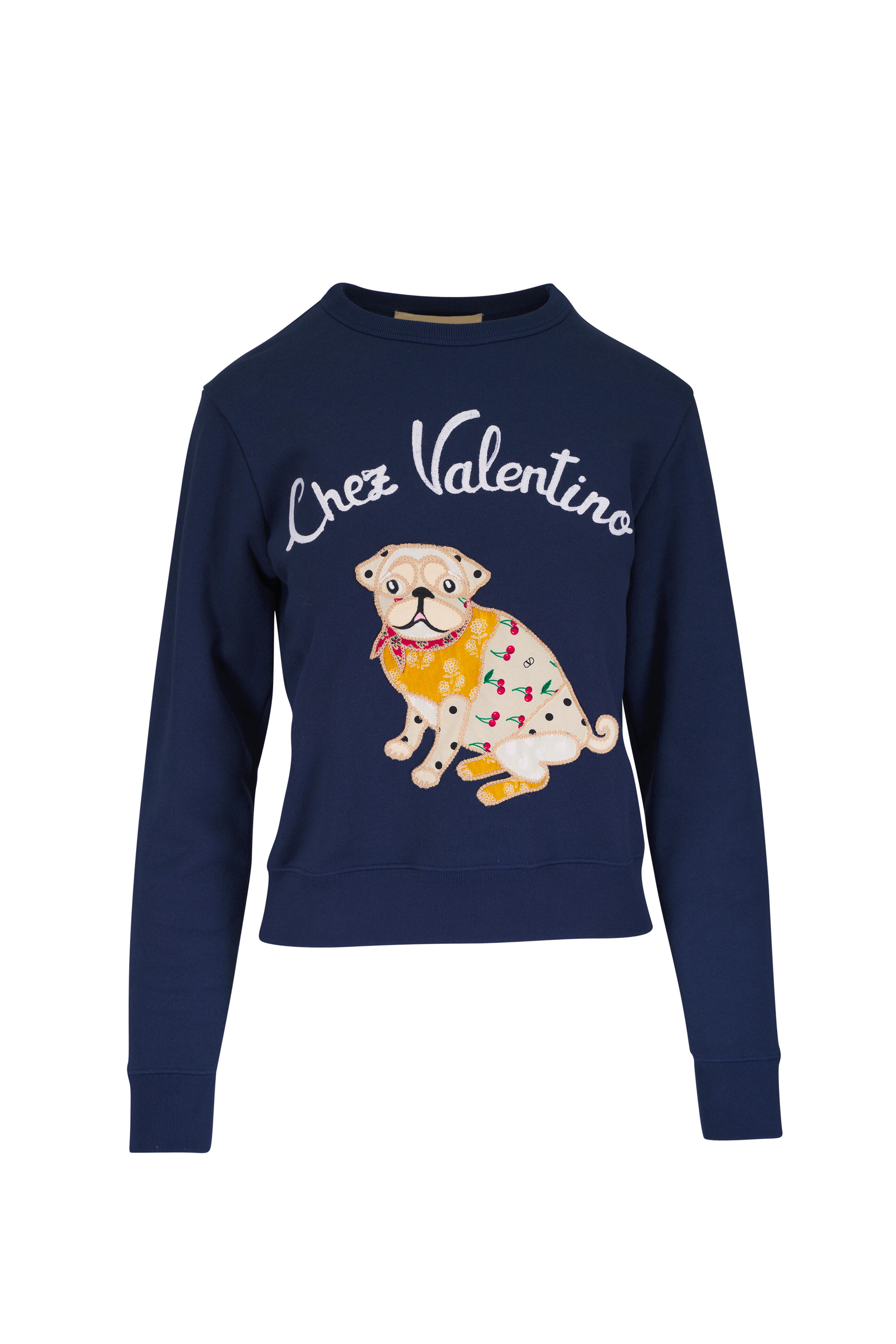 希少品！VALENTINOスウェット長袖 Valentino - Jersey Dog Solid Indigo Cotton Sweatshirt