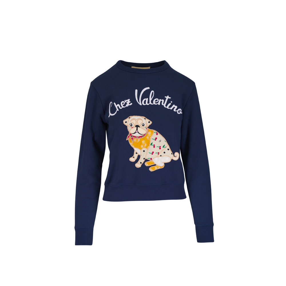 Valentino - Jersey Dog Solid Indigo Cotton Sweatshirt