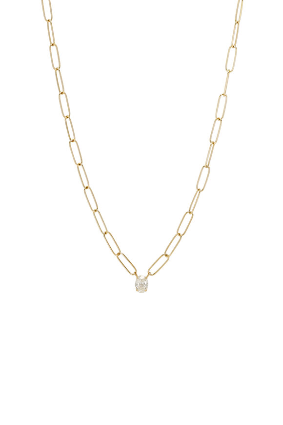 Kai Linz - Yellow Gold Diamond Paperclip Chain Necklace