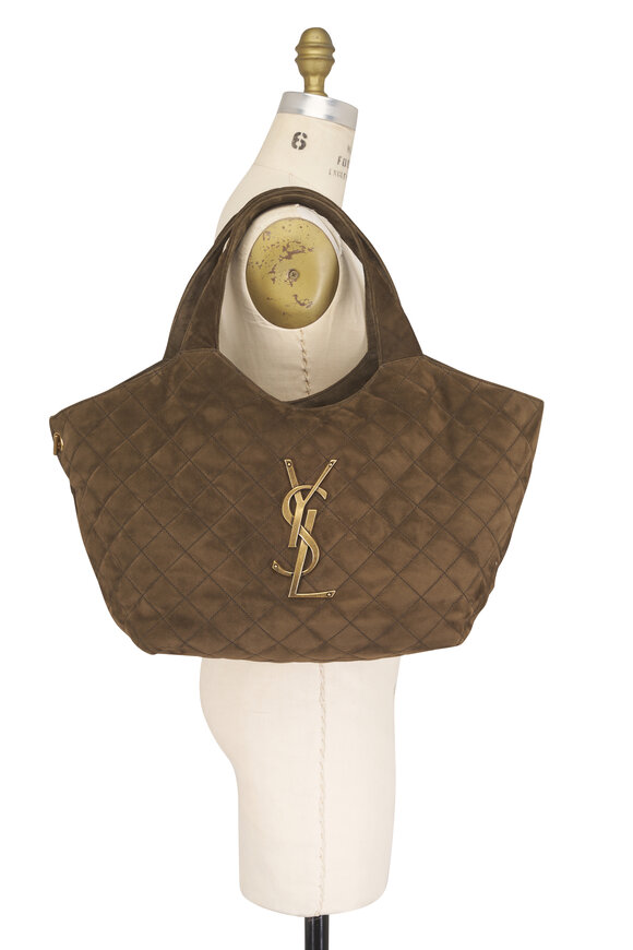 Saint Laurent Medium Icare Light Musk Suede Shopping Tote - view 6