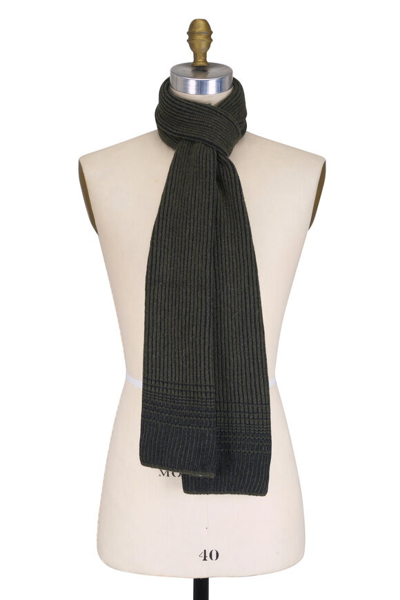 Maurizio Baldassari Olive Cashmere & Wool Knit Scarf