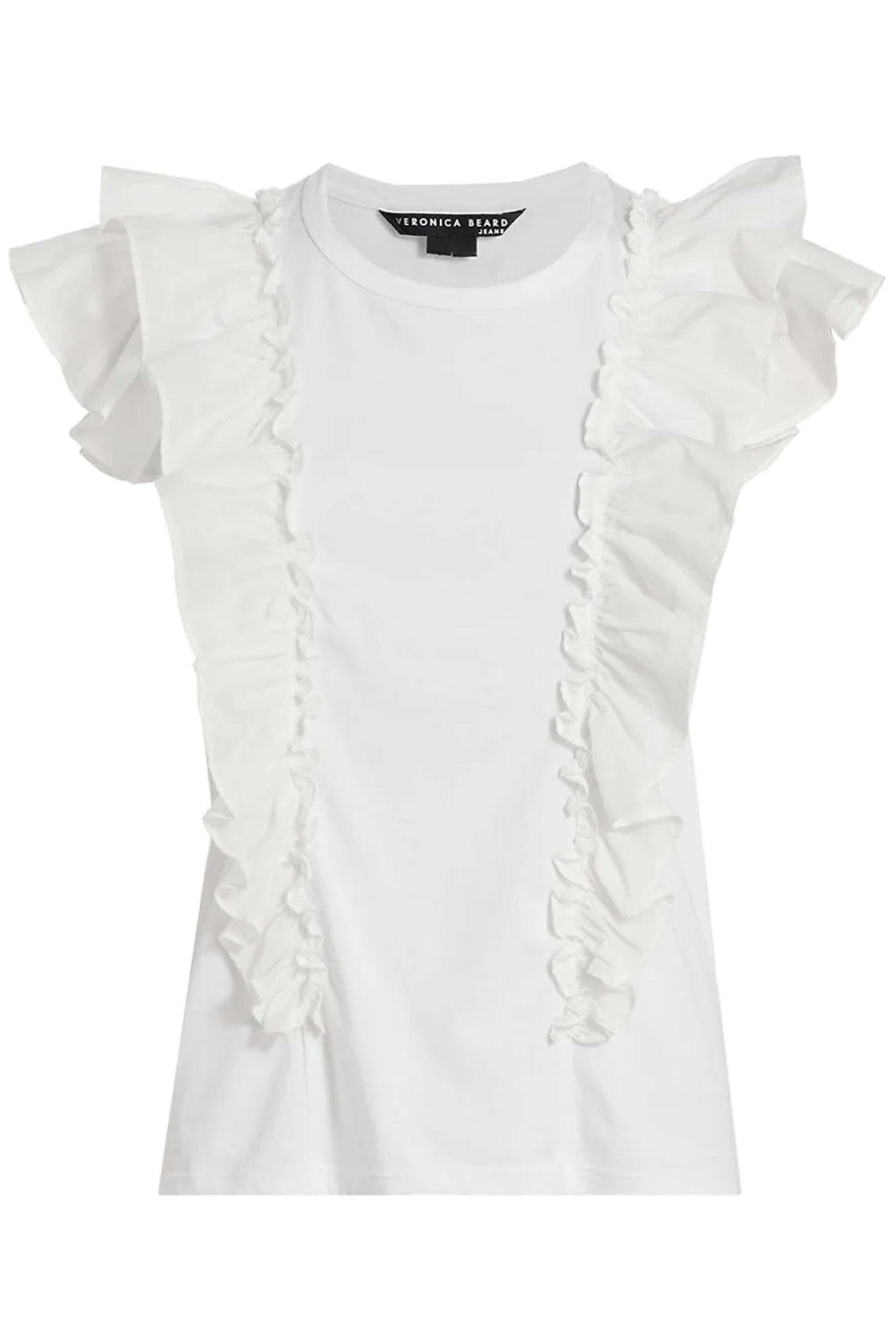 Veronica Beard - White Bardot Ruffle Tee