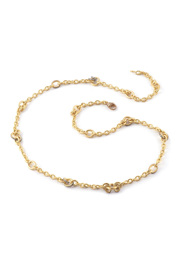 Sylva & Cie Yellow Gold Diamond Link Necklace