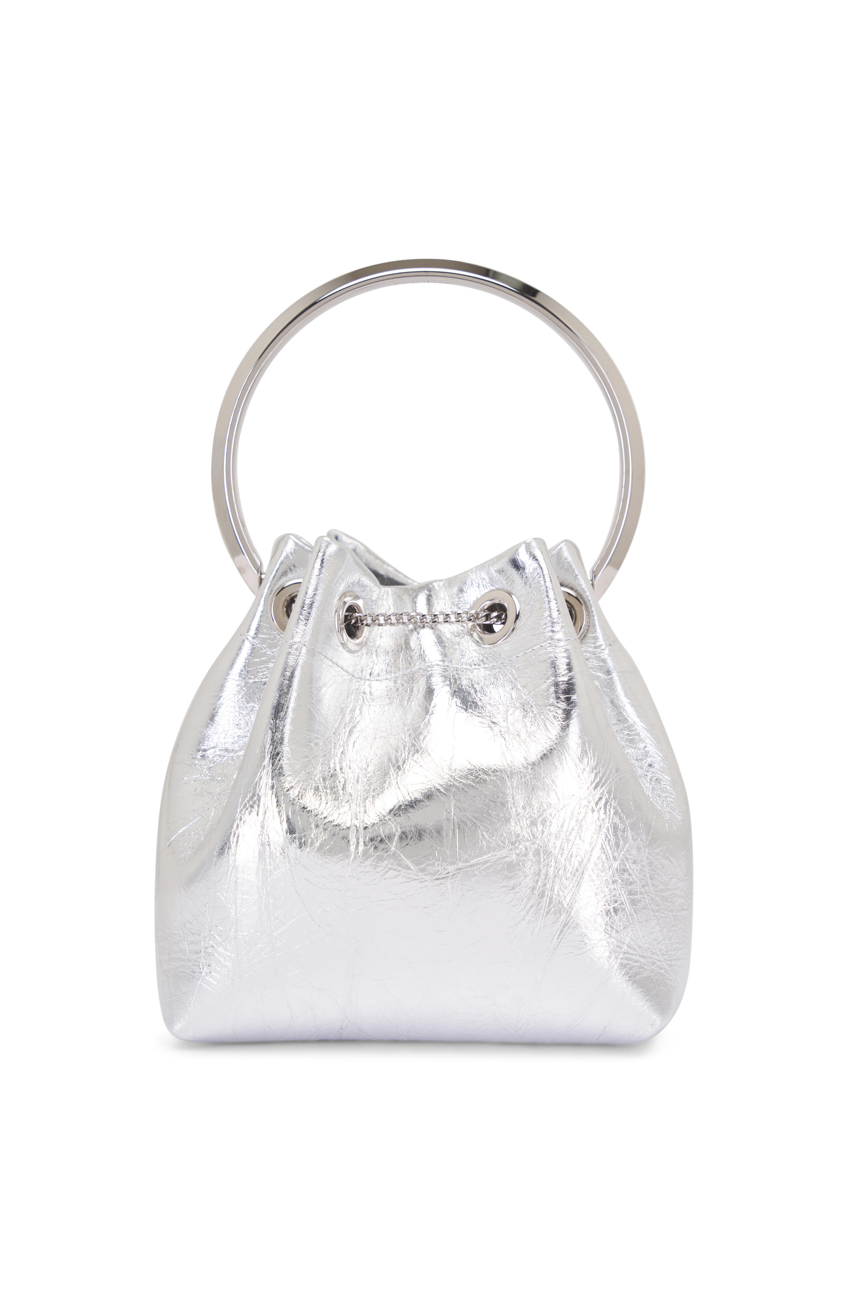 Jimmy Choo - Bon Bon Silver Metallic Top Handle Bucket Bag