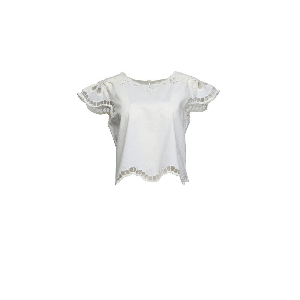 The Great - Super Bloom White Eyelet Blouse | Mitchell Stores