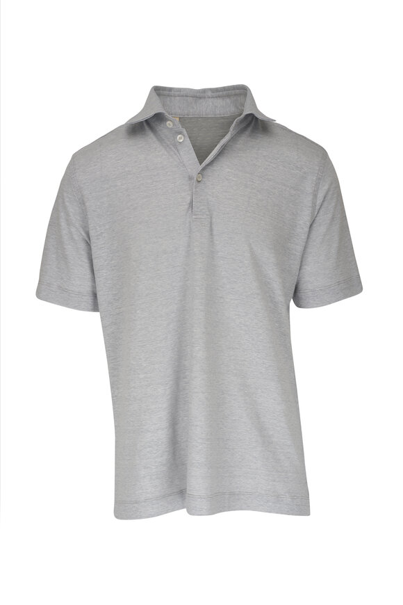 Maurizio Baldassari - Heather Gray Merino Wool & Flax Polo