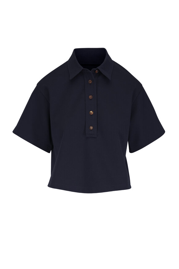 Lafayette 148 New York Ink Blue Cropped Polo - view 1