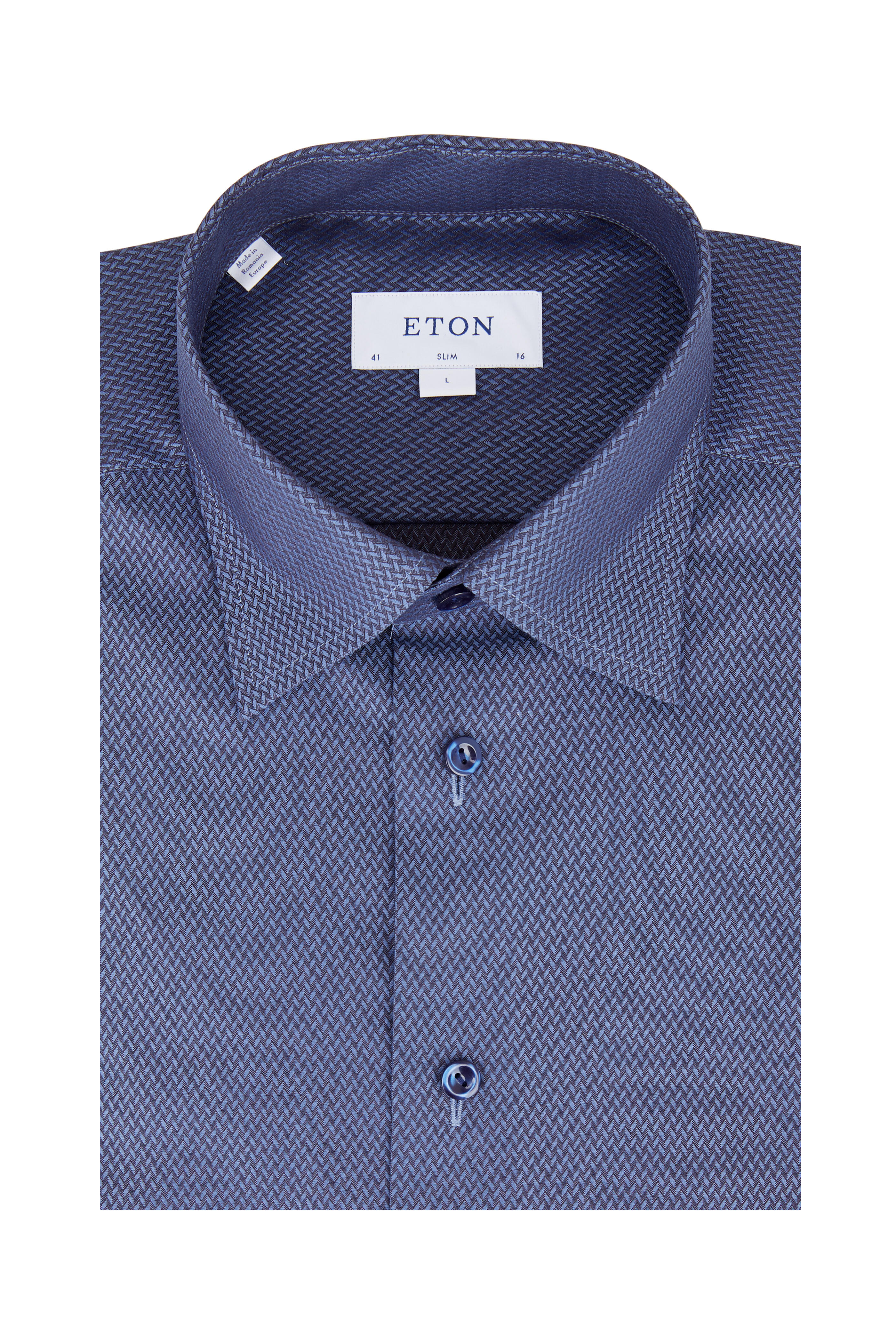 Eton - Navy Blue Geometric Slim Fit Dress Shirt | Mitchell Stores Eton - Navy Blue Geometric Slim Fit Dress Shirt | Mitchell Stores