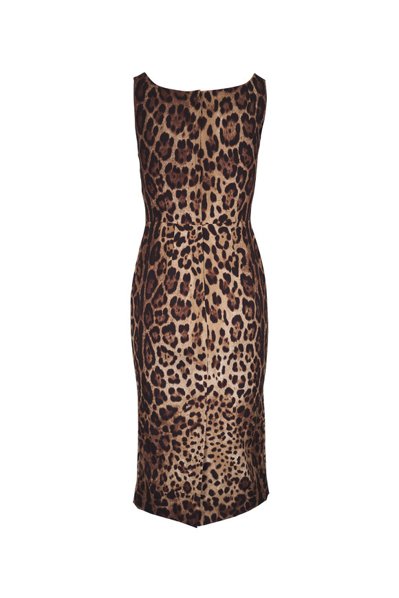 Dolce & Gabbana Animal Print Stretch Silk Charmeuse Midi Dress - view 4