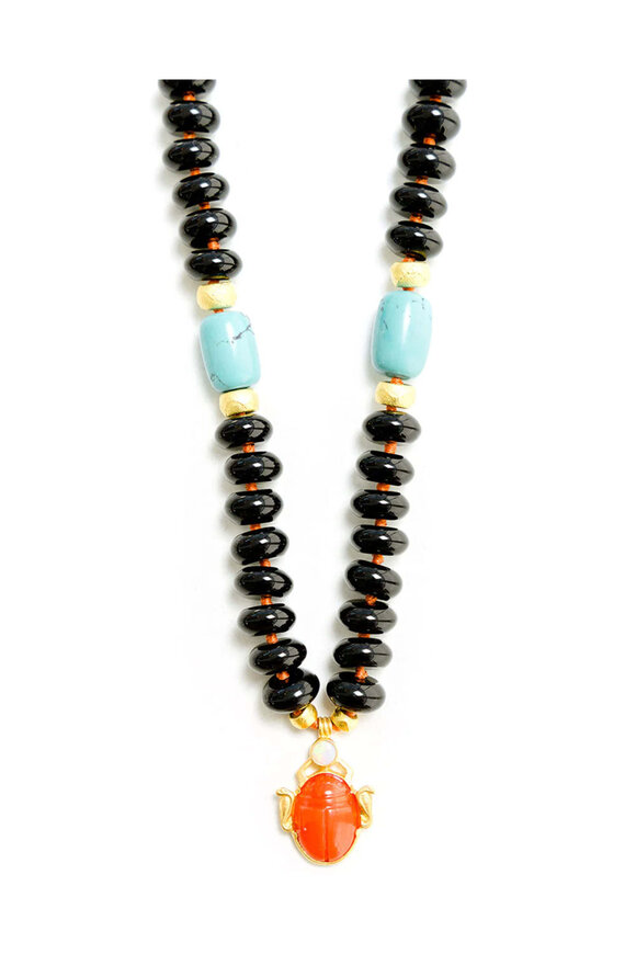 Darlene De Sedle Black Onyx Turquoise Cobra Necklace - view 1