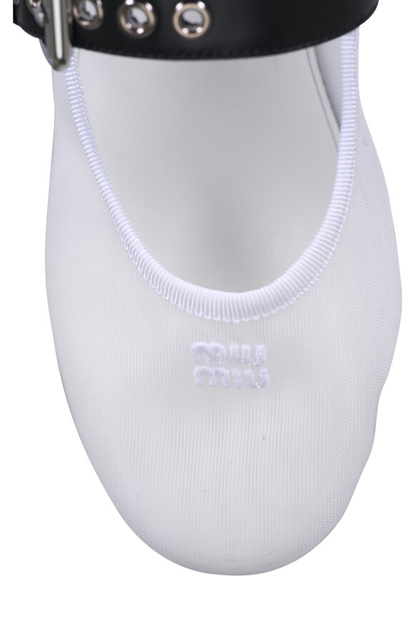 Miu Miu White Mesh Ballerina Flat - view 5