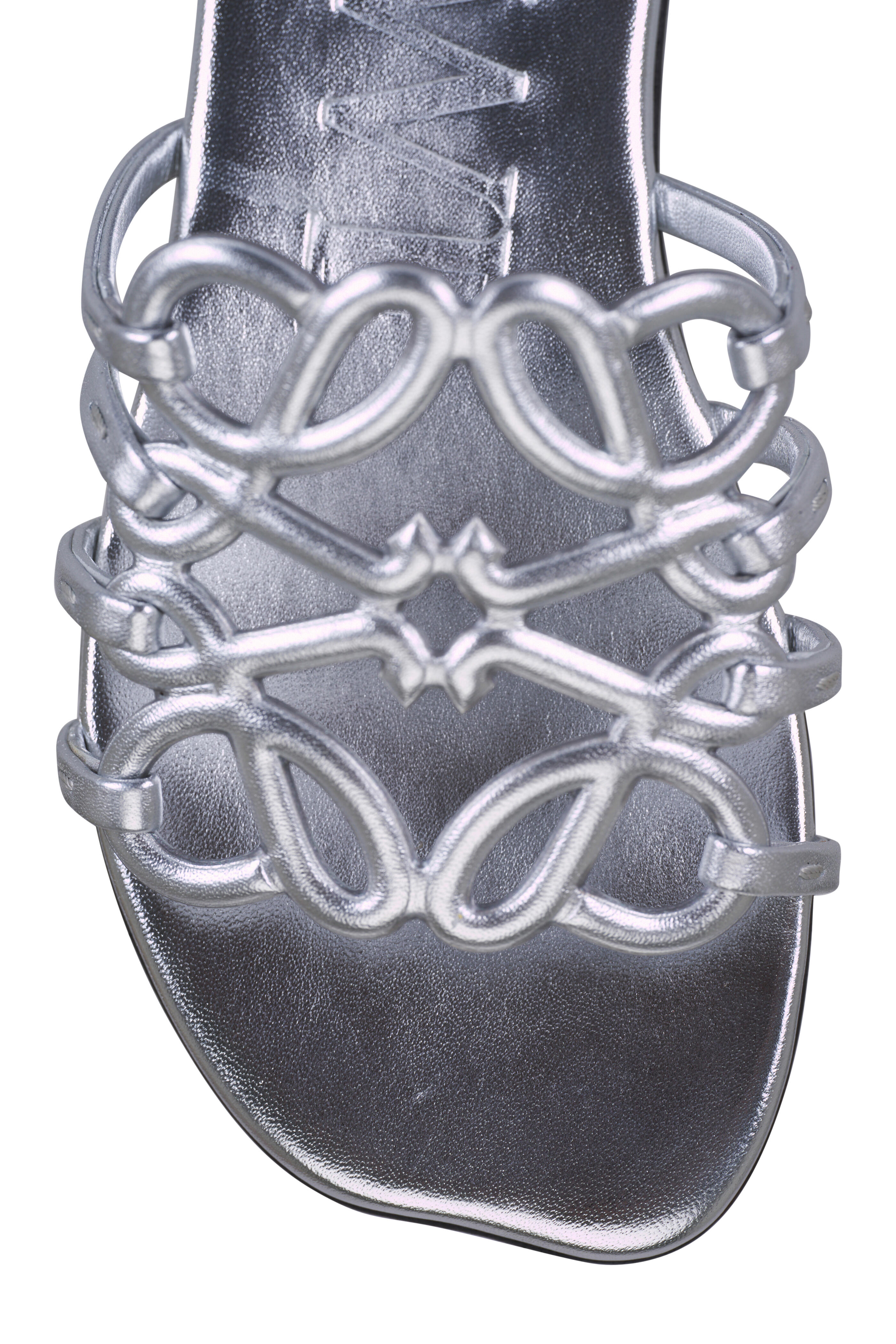 Loewe - Petal Anagram Silver Laminated Leather Sandal