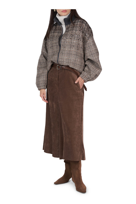 Brunello Cucinelli Brown Check Sequin Detailed Jacket - view 2