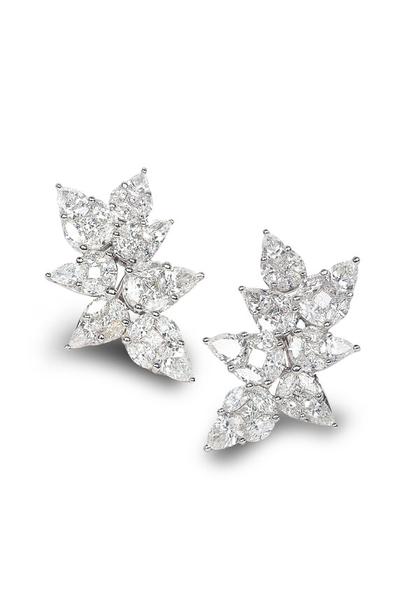Nam Cho 18k White Gold Diamond Stud Earrings