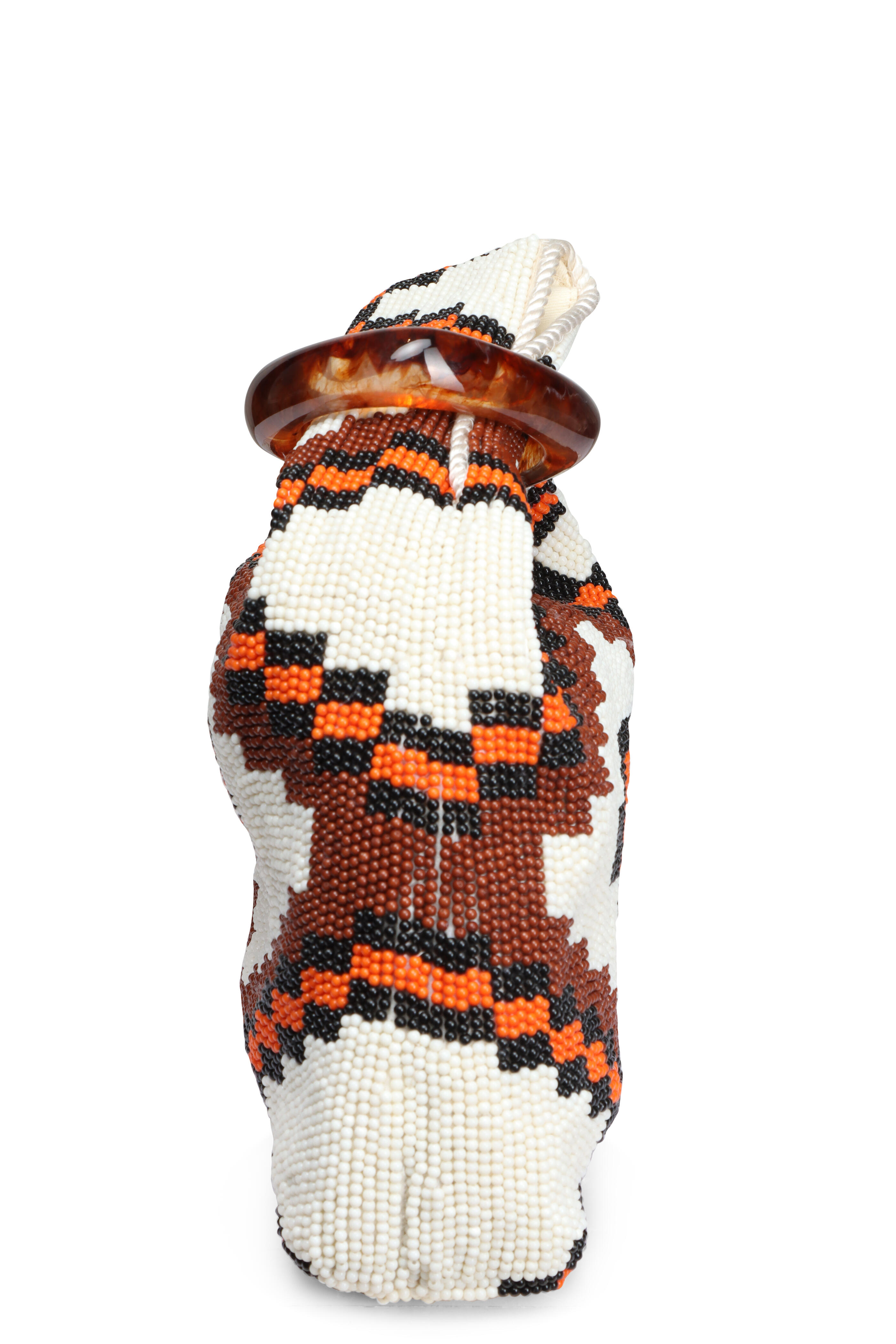 Veronica Beard - Orange Beaded Swing Top Handle Clutch